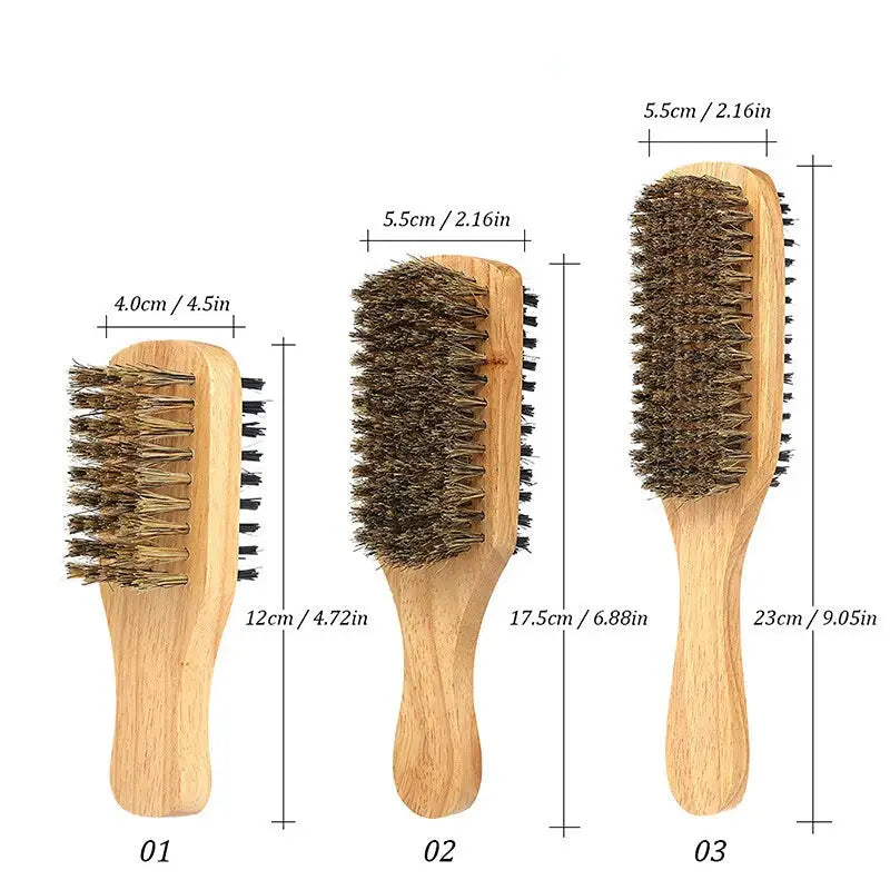 three wooden brushes with different sizes and sizes of them