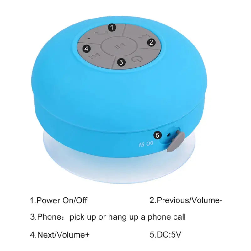 a blue speaker with a white background