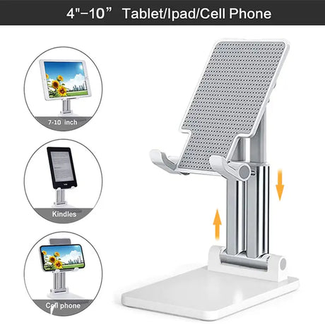 a white tablet stand with a tablet on it