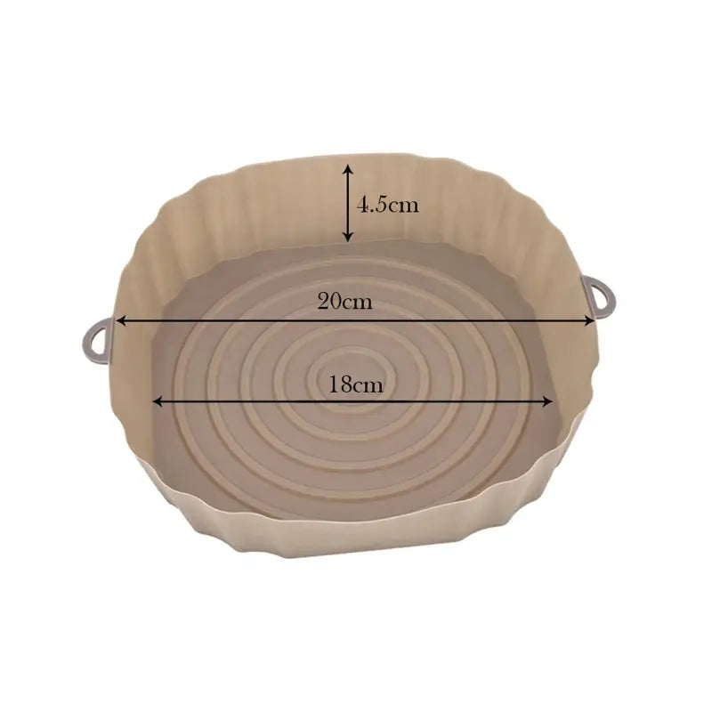 the dimensions of a large, round, ceramic baking dish