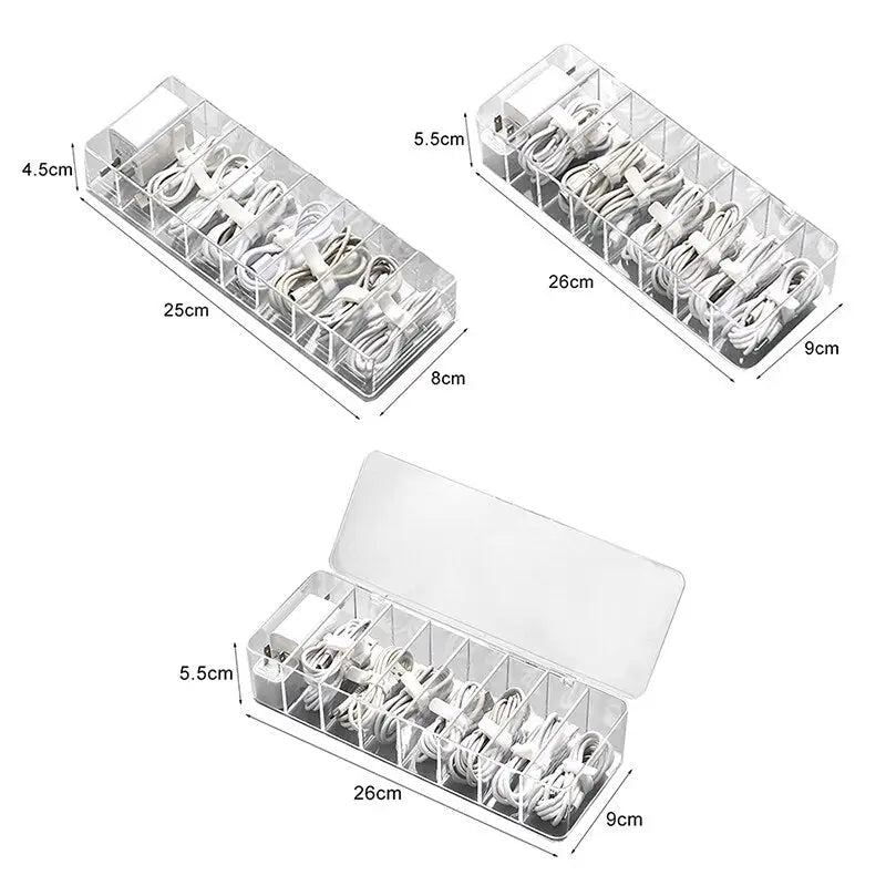 2 pcs clear plastic storage box with lid for jewelry