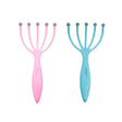 two plastic hair brushes with a pink and blue handle