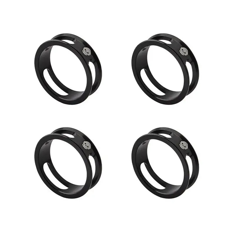 4 pcs black stainless steel ring with cz logo