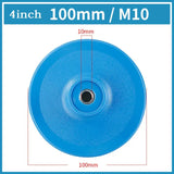 a blue plastic wheel with a hole in the middle