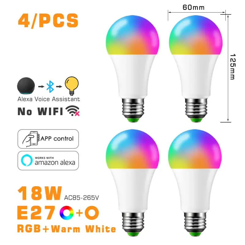 4 pack of 4w e270 led bulb with wifi and bluetooth