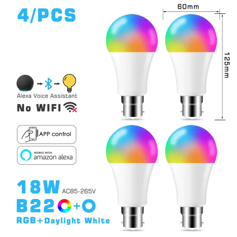 4 pack of 4w led bulb with wifi and bluetooth