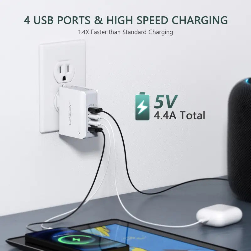 a white wall charger with a charging cable attached to it