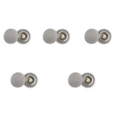 a set of four metal buttons with a white background