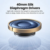 40mm silk diaphragm driver with a gold-colored rim and blue-tinted dome.