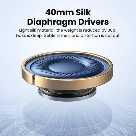 40mm silk diaphragm driver with a gold-colored rim and blue-tinted dome.