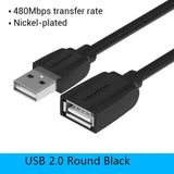 a close up of a usb 2 0 round black cable
