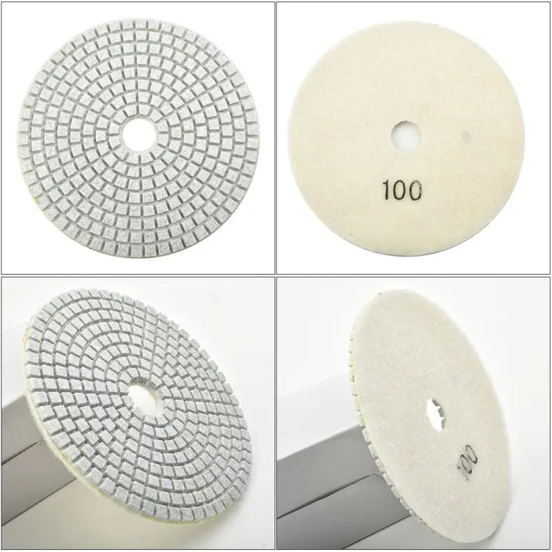 a set of four different types of diamond polish pads