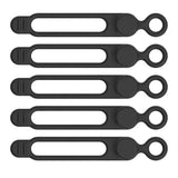 a set of five black plastic handles