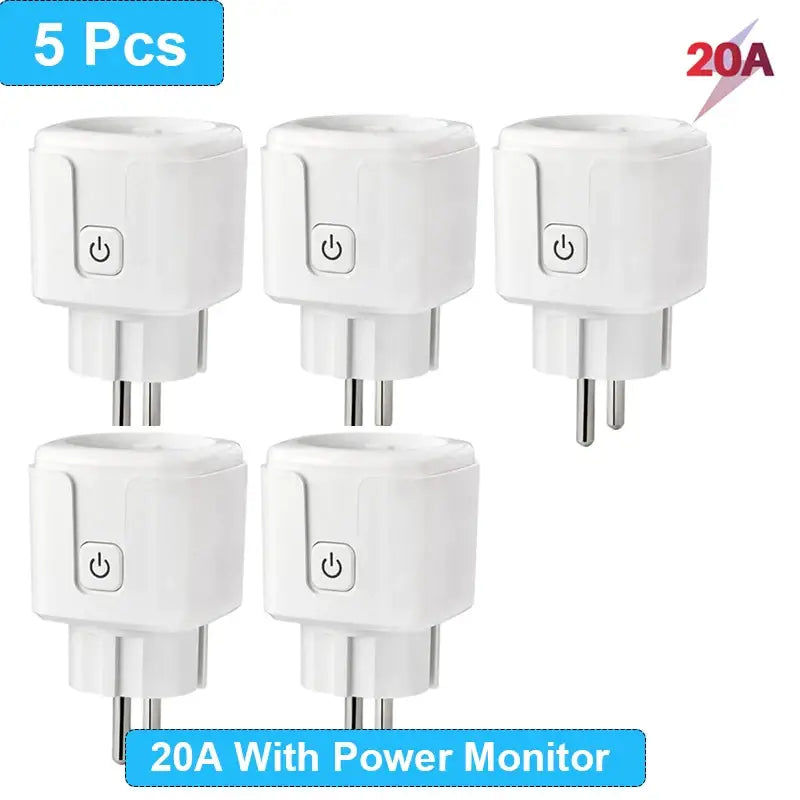 5 pack of white wall charger plugs with power monitor