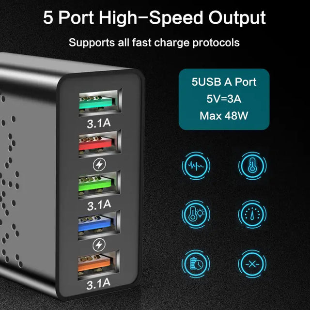 5 port usb power strip
