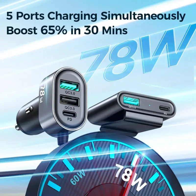 5 ports charging car charger