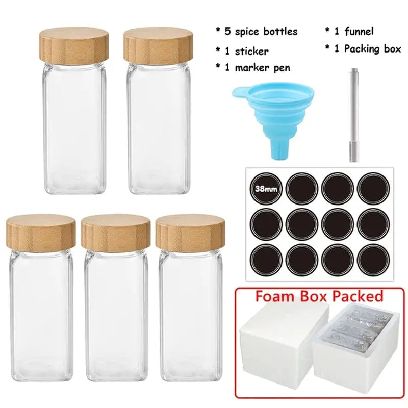 6pc clear glass bottle with cork lid and cork cap