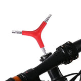 a red bicycle handle with a black handle