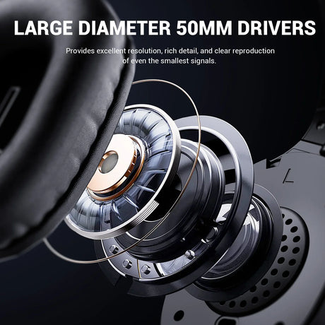 50mm audio driver with multiple layers shown in an exploded view diagram.