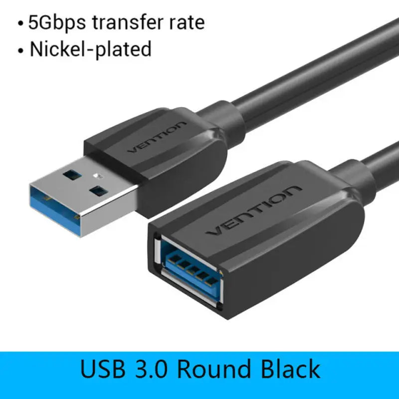 a close up of a usb 3 0 round black cable