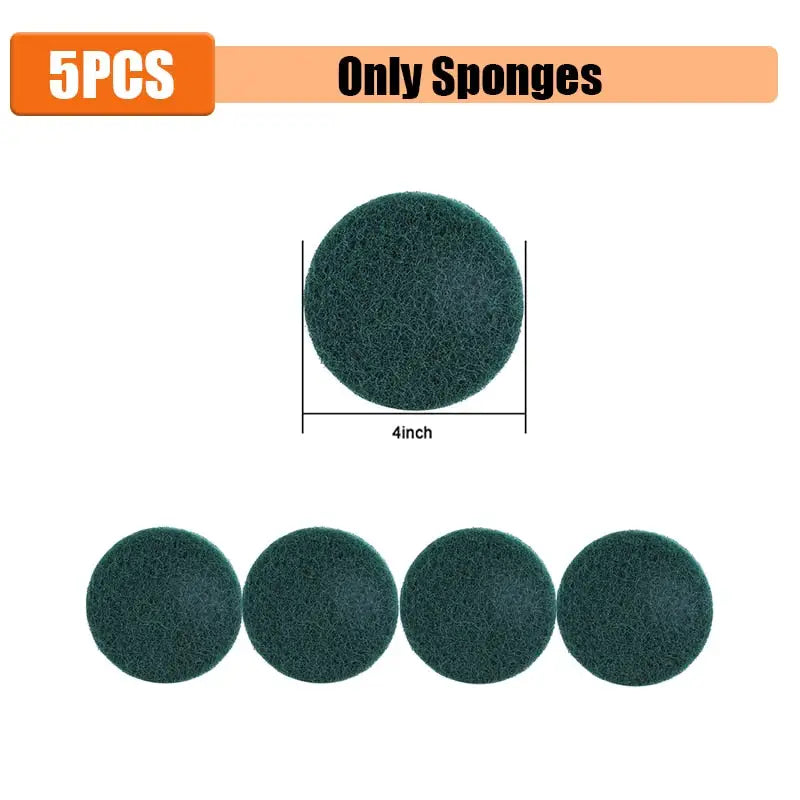 a close up of a set of five green sponges