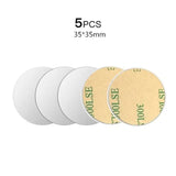 a set of five circular discs with a white background