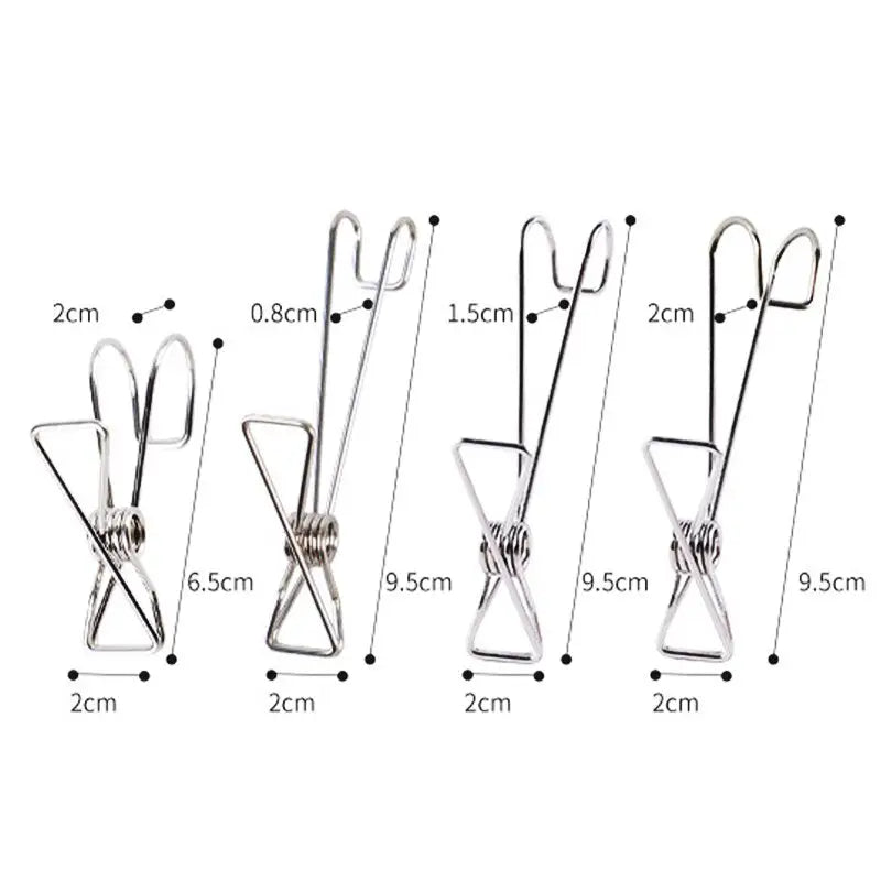 a set of four stainless steel hooks