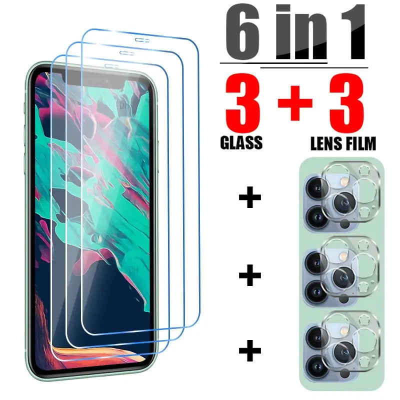 6 in 1 tempered screen protector for iphone x