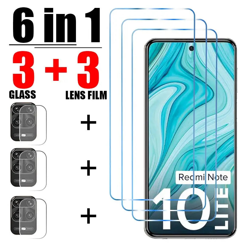 6 in 1 tempered screen protector for redmi note 10e