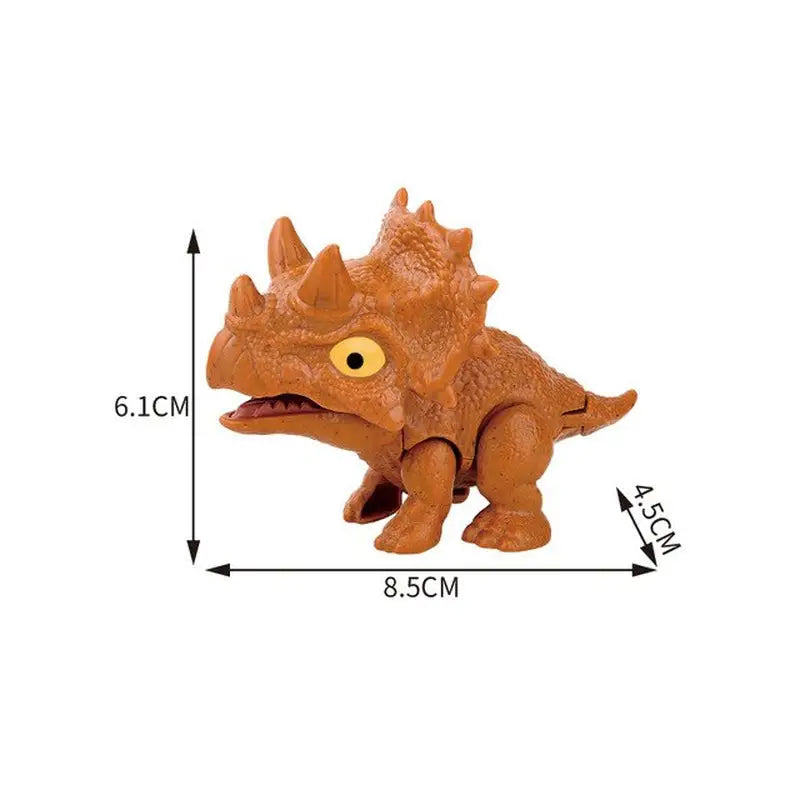 the dinosaur toy is shown with the measurements