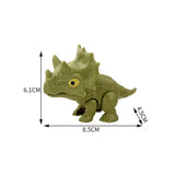the dinosaur toy is shown with measurements