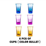 a set of four glasses with different colors