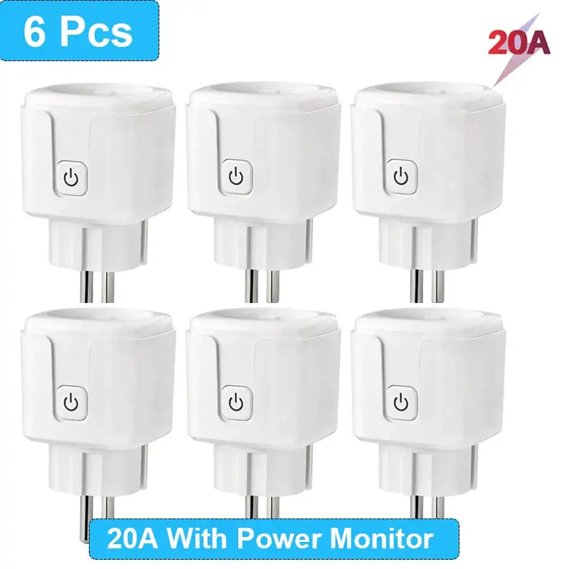 6 pack of white wall charger adapts with power monitor