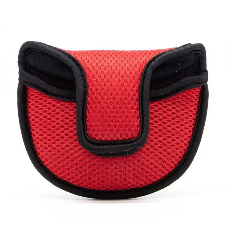 a red and black dog carrier with a black handle