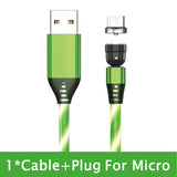 a green cable with the words cable plug micro