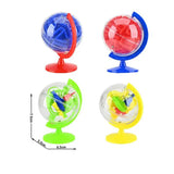 three different colored plastic ball toys