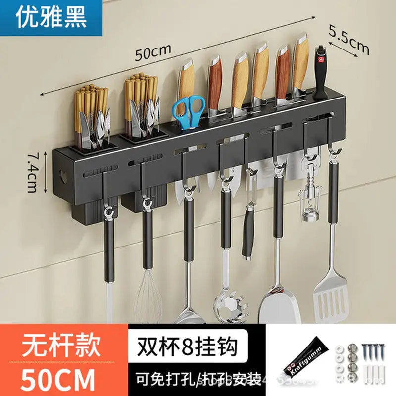 a close up of a rack with utensils and knives on it