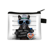 a dog with sunglasses and a sign that says bad dog police