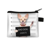 a small zipper bag with a dog in a mug