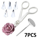 7 pcs stainless steel scissors set with flower