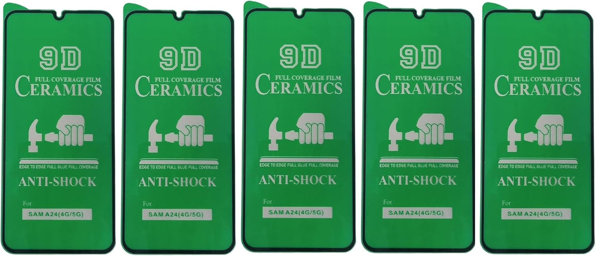 OZ MARKETPLACE [5 Pack] [3 Pack + 2 BONUS] CLEAR Durable Flexible Ceramic Screen Protectors for Samsung Galaxy A24 4G, A24 5G, A15, A25 - Premium Shockproof Phone Cover