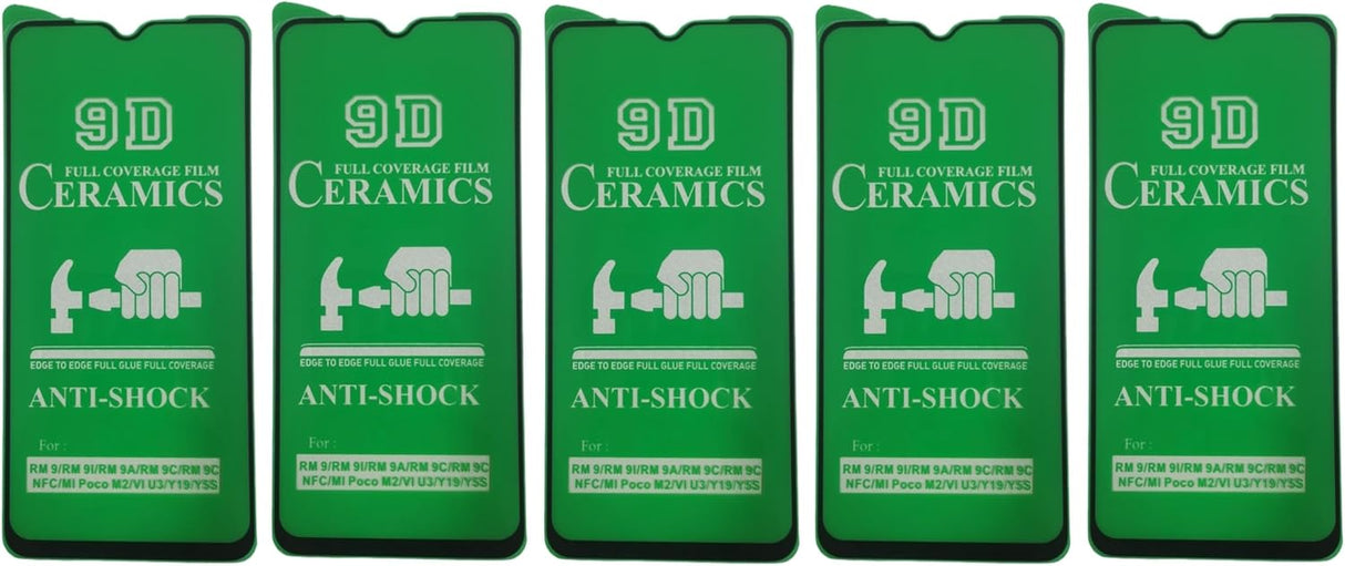 OZ MARKETPLACE [5 Pack] [3 Pack + 2 BONUS] CLEAR Durable Flexible Ceramic Screen Protectors for Redmi 9, 9A, 9C - Premium Shockproof Phone Cover