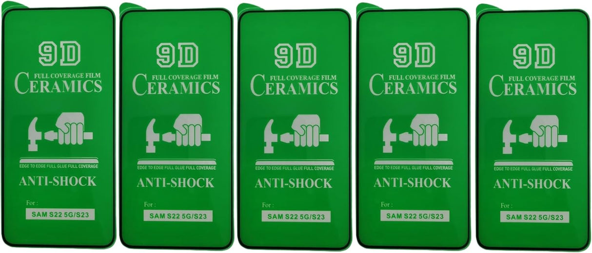 OZ MARKETPLACE [5 Pack] [3 Pack + 2 BONUS] CLEAR Durable Flexible Ceramic Screen Protectors for Samsung Galaxy S22 5G, S23 - Premium Shockproof Phone Cover, 10647581429171