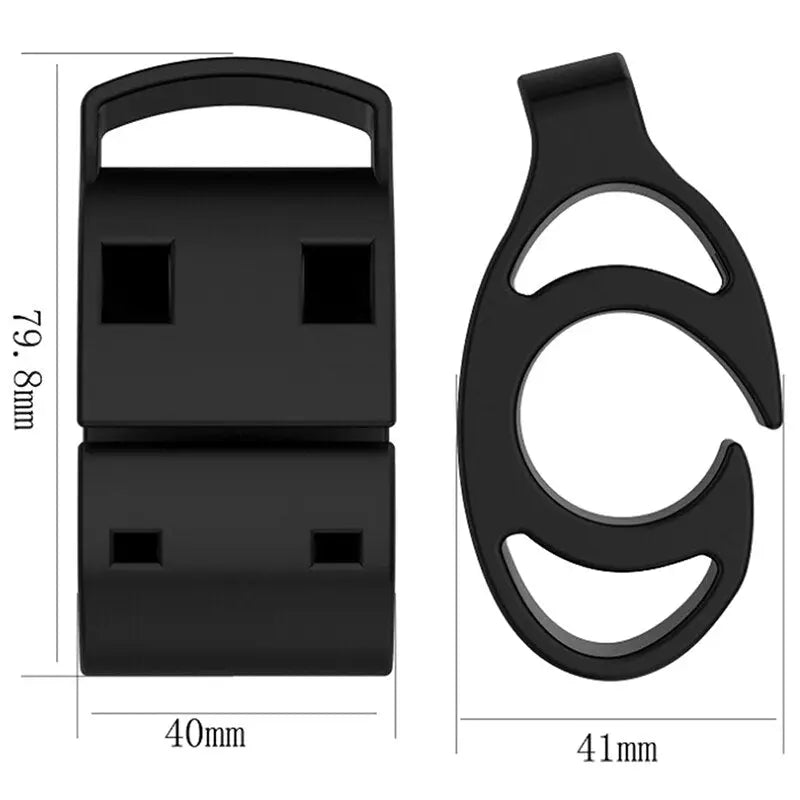 a diagram of a black plastic buckle with a black plastic buckle