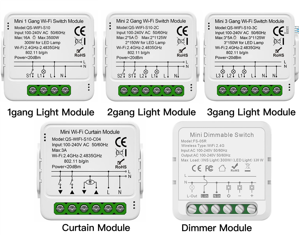 Tuya Zigbee Smart Mini Light & Curtain Control Switch - WiFi Device Control via SmartLife Google Alexa Apps