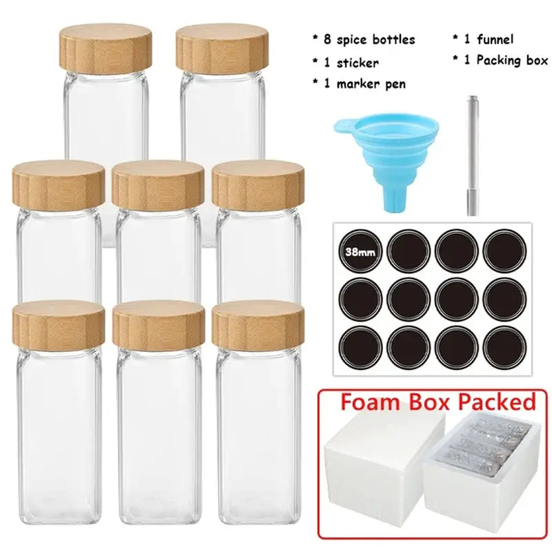 6pcs clear glass bottle with cork stopper for food storage