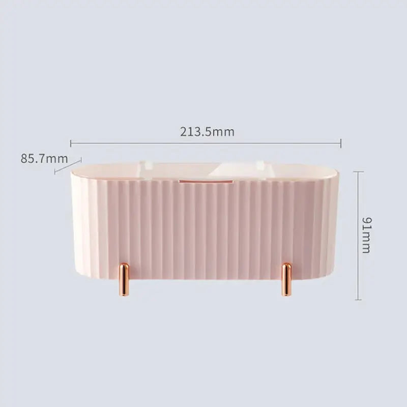 the pink and gold ceramic candle holder is shown with the measurements