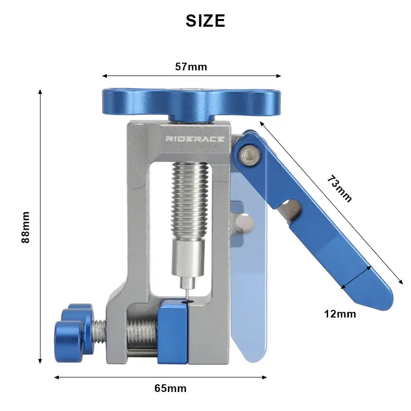 a blue adjustable clample with a screw and a screw