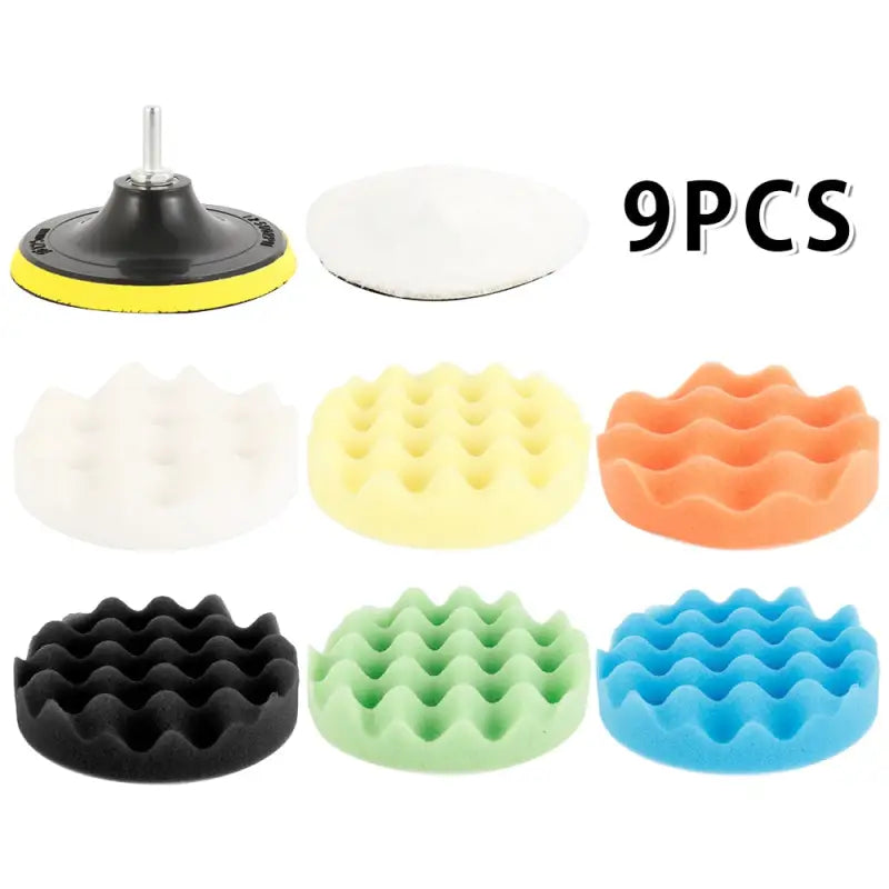 a close up of a variety of different polish pads on a white background