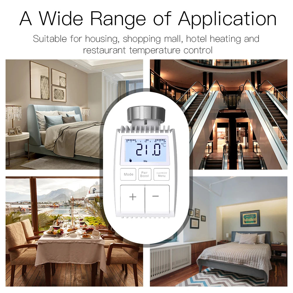 Tuya ZigBee Radiator Actuator Valve with LCD Display - WiFi Thermostat Temperature Control via SmartLife Google Alexa Apps